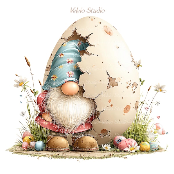 Easter Gnome Clipart Set: Spring Illustrations, 23 PNG & JPG Files (Digital Printable)