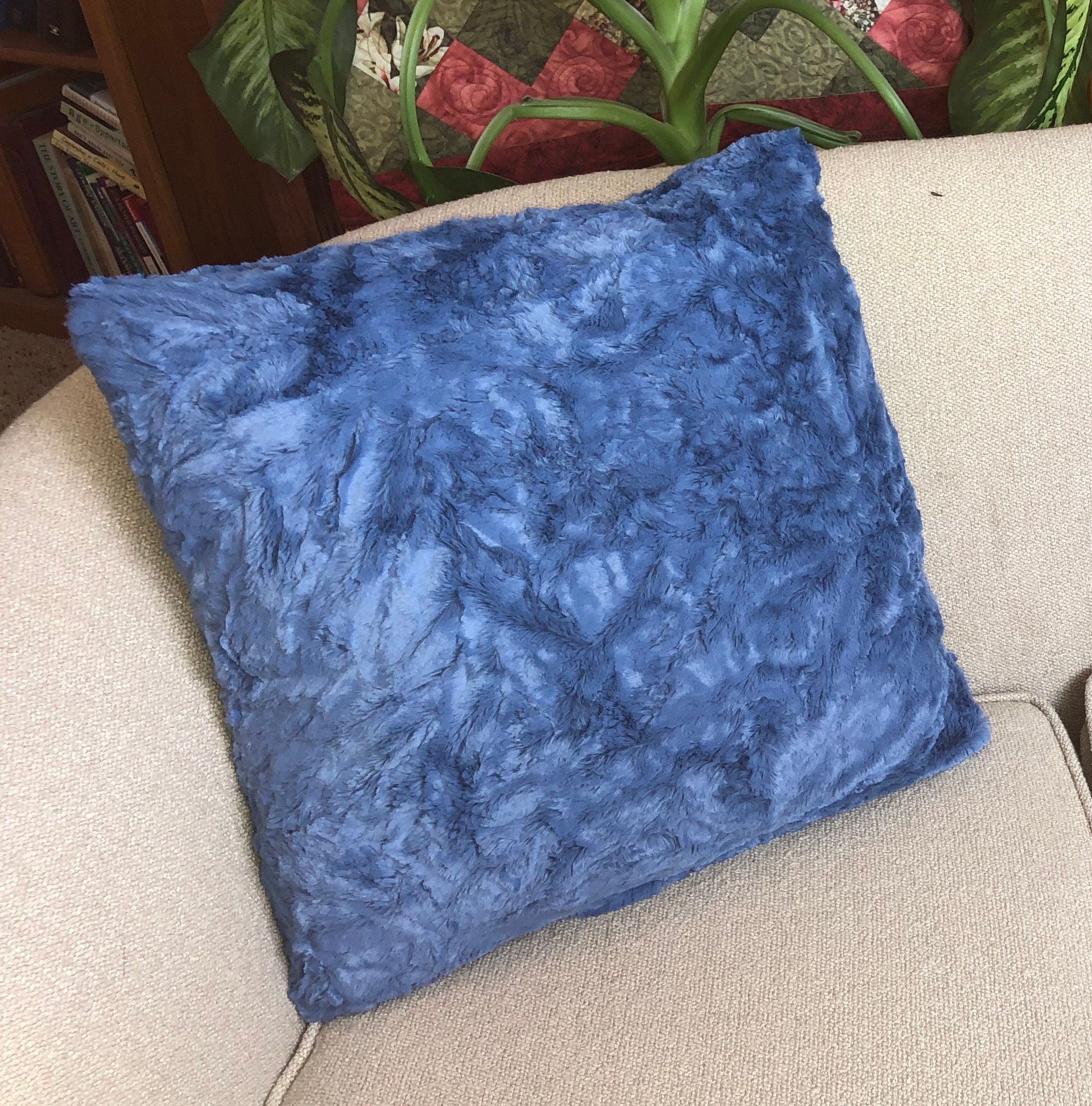 Blue fur pillow 18 pillow fur throw pillow pillow Etsy