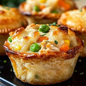 Mini Chicken Pot Pie Muffins | Easy Dinner Recipe | Comfort Food Bite-Size Pies