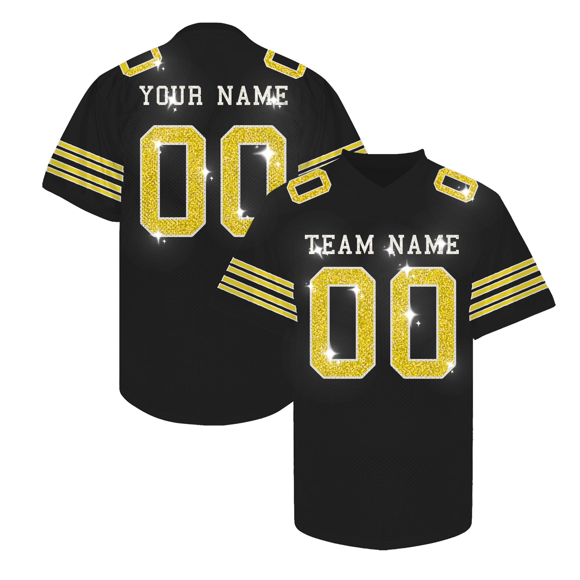 Discover Custom Football Jersey, Personalized Bling & Sequins Glitter Team Jersey for Men, Women, and Kids