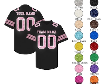 Camiseta de fútbol personalizada, camiseta de fútbol personalizada con brillo, camiseta de competición con lentejuelas cosidas y brillantina, camiseta de equipo para hombres, mujeres y niños