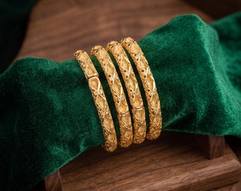 22-karaats vergulde filigraan armband, gouden armband met textuur