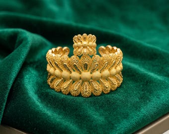 22-karaats vergulde bloemenarmband en -ring