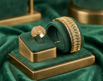 22-karaats vergulde bloemenarmband en -ring
