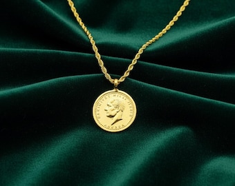 22K Gold Plated Atatürk Coin Necklace – Classic Medallion Design