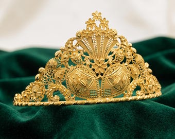 Tiara Otomana com Filigrana Banhada a Ouro 22K – Coroa de Noiva Marcante para Casamento