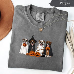 Comfort Colors® Halloween Boxer Dogs Shirt, Spooky Puppy Tee, Dog Lover Halloween, Cute Boxer Graphic Tee, Fall Season Shirt
