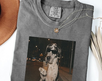 Comfort Colors® Funny Great Dane Sunglasses Iced Coffee Dog Shirt, Cool Dog Mom Gift, Dog Dad Tee, Retro Pet Photo Graphic, Unique Animal