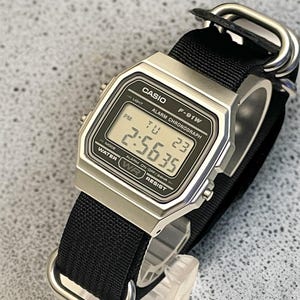 Casio F91W Silver Digital Watch, Black Nylon Strap, Custom Retro Watch image 11