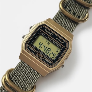 Custom Casio F91W Watch, Green Nylon Strap, Everyday Digital Watch image 15