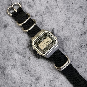 Casio F91W Silver Digital Watch, Black Nylon Strap, Custom Retro Watch image 8