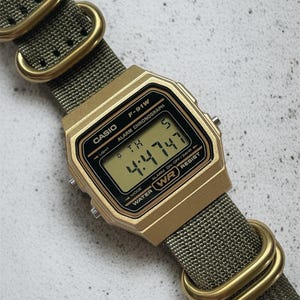 Custom Casio F91W Watch, Green Nylon Strap, Everyday Digital Watch image 13