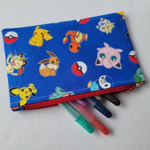 Pokés on Blue Zipper Pouch Pencil Case Makeup Bag