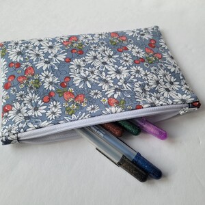 Strawberry Blossoms Zipper Pouch Pencil Case Makeup Bag
