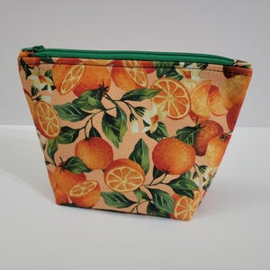 Orange Slices Flat Bottom Makeup Bag Zipper Pouch Pencil Case Back To School Gift For Sister Birthday Floral Coquette