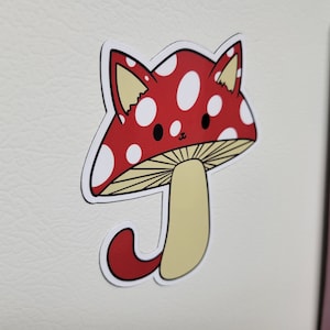 Cat Mushroom Fridge Magnet