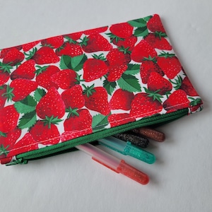 Strawberries Zipper Pouch Pencil Case Makeup Bag