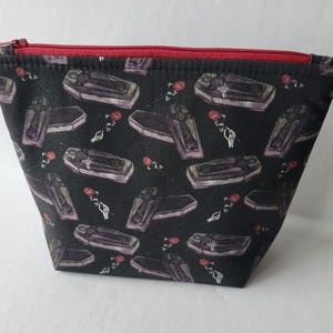Coffins and Roses Flat Bottom Makeup Bag Zipper Pouch Pencil Case