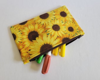 Sunflowers on Sunflowers Zipper Pouch Pencil Case Makeup Bag