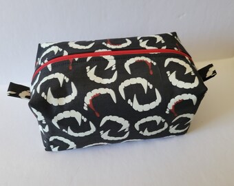 Vampire Fangs Boxy Makeup Cosmetic Bag Zipper Pouch