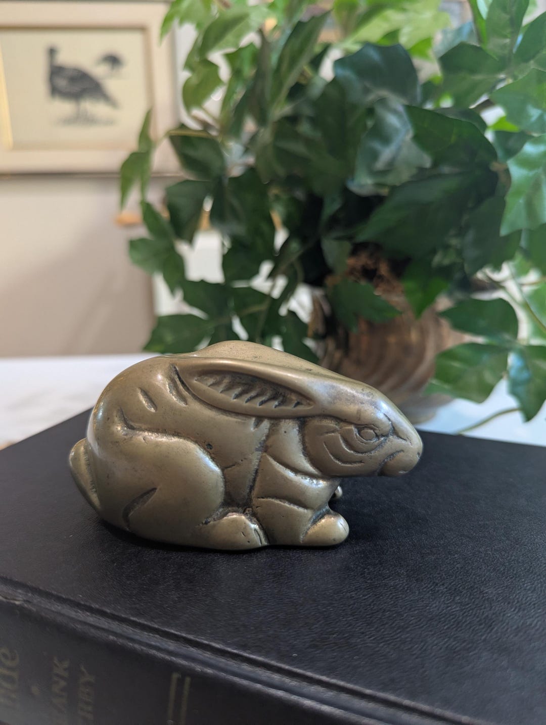 Vintage Brass Rabbit Figurine, Bunny Statue, Desk Decor, Easter Gift ...