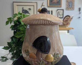 Vintage 1970s Arnel's Ceramic Mushroom Canister/  Cookie Jar
