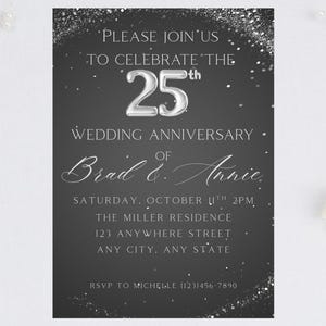 25th Anniversary Invitation, Wedding Anniversary Invitation, Anniversary Party Invitation, Anniversary Invitation Template, Template Digital