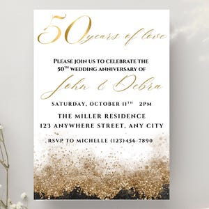 50th Anniversary Invitation, Wedding Anniversary Invitation, Anniversary Party Invitation, Anniversary Invitation Template, Template Digital