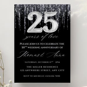 25th Anniversary Invitation, Wedding Anniversary Invitation, Anniversary Party Invitation, Anniversary Invitation Template, Template Digital