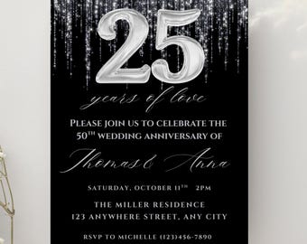 Modello di invito per il 25° anniversario in argento (digitale)