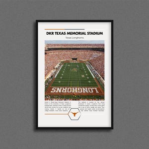 DKR Texas Memorial Stadium Print | Texas Longhorns Poster | DKR Texas Memorial Stadium Poster | Collage Football | Vintage NFL Print