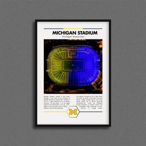 Michigan Stadium Print | Michigan Wolverines Poster | Michigan Stadium Poster | Collage Football | Printable Wall Art | Vintage NFL Print