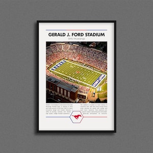 Gerald J. Ford Stadium Print | SMU Mustangs Poster | Gerald J Ford Stadium Poster | Collage Football |Printable Wall Art | Vintage NFL Print