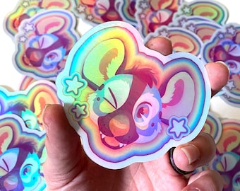 Crocuta crocutie - Rainbow Chibi Hyena Sticker