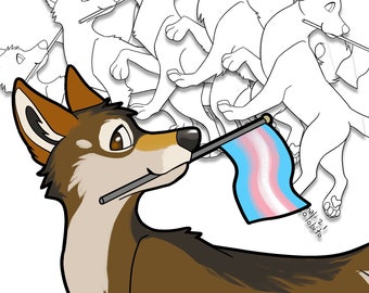 P2U Furry Base - Canine with Pride Flags YCH