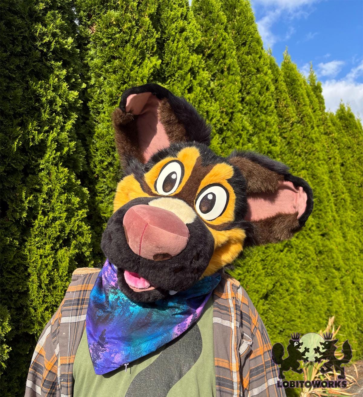 Jumbo FURSUIT SIZE Bandana With Zippered Pocket - Reversible, Wolf