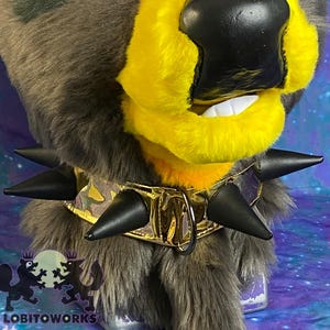 Fursuit Collar - Metallic Gold with Black Spikes - READY TO SHIP