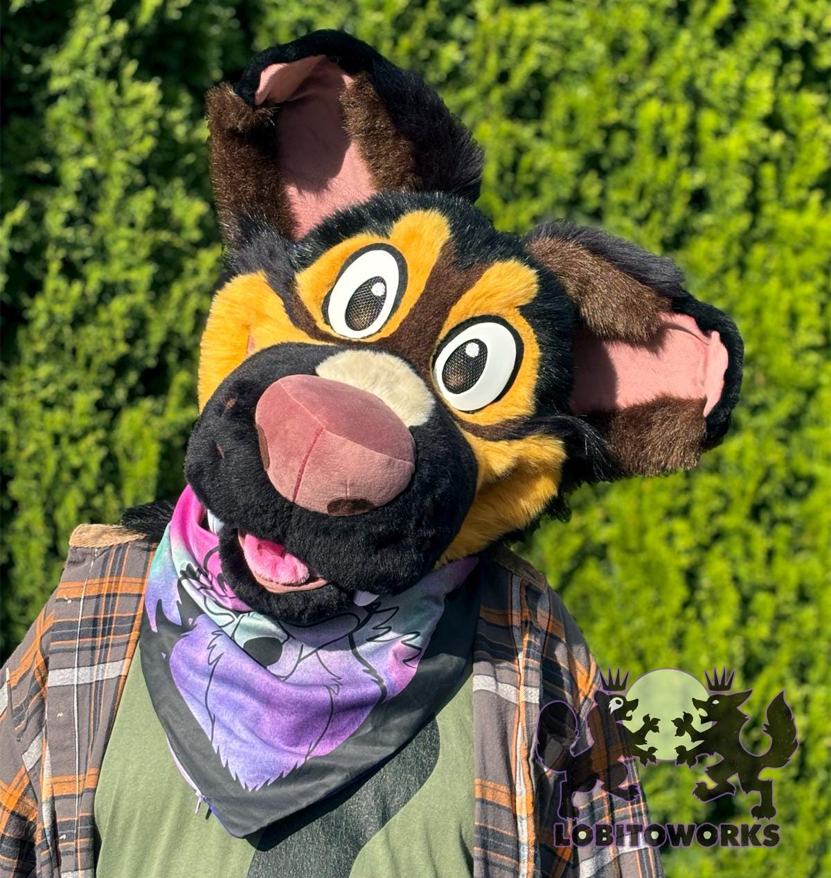 Jumbo FURSUIT SIZE Bandana With Zippered Pocket - Reversible, Wolf