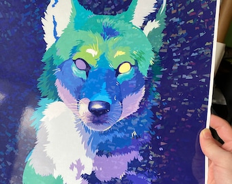 Coloryote - 12" x 18" Art Print Holographic Coyote