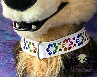 Fursuit Collar - Rainbow Flowers - READY TO SHIP