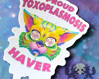 Proud Toxoplasmosis Haver - Hypno Kitty Cat Holofoil Vinyl Sticker