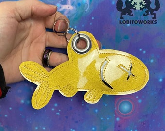 Fursuit Collar Tag - Fish Shape in Gold and Black