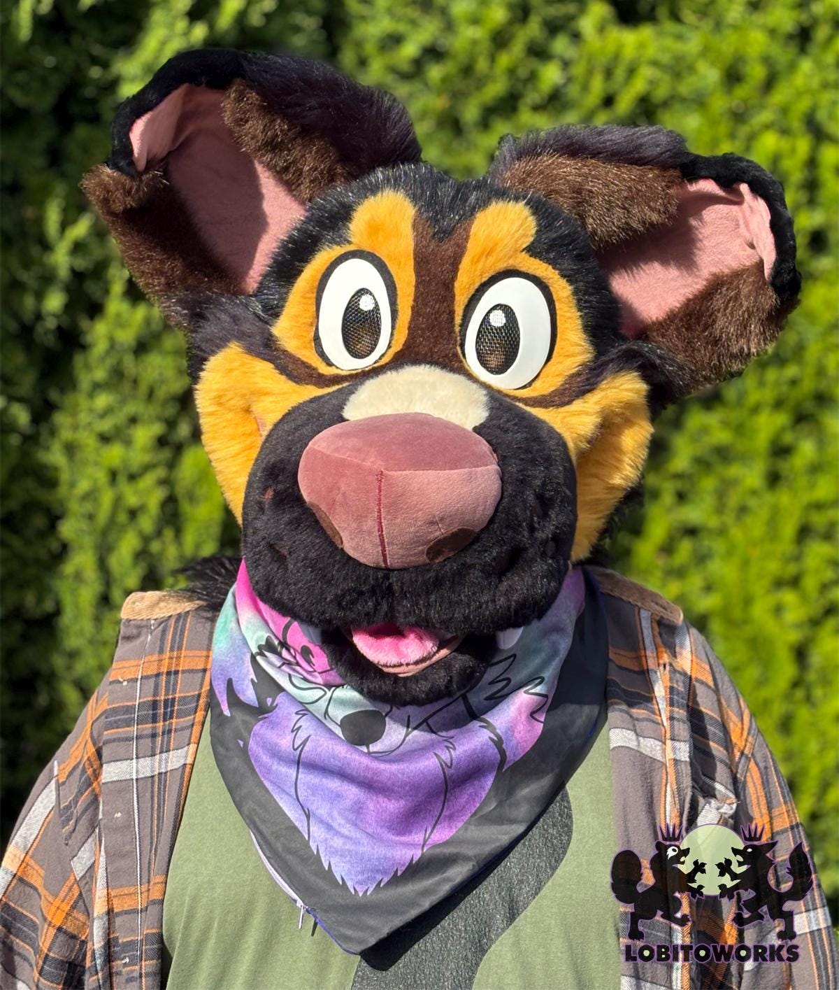 Jumbo FURSUIT SIZE Bandana With Zippered Pocket - Reversible, Wolf