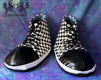 Checkered Vans-Style Fursuit Sneakers - Oversized Cartoon Shoes - Ready to Ship