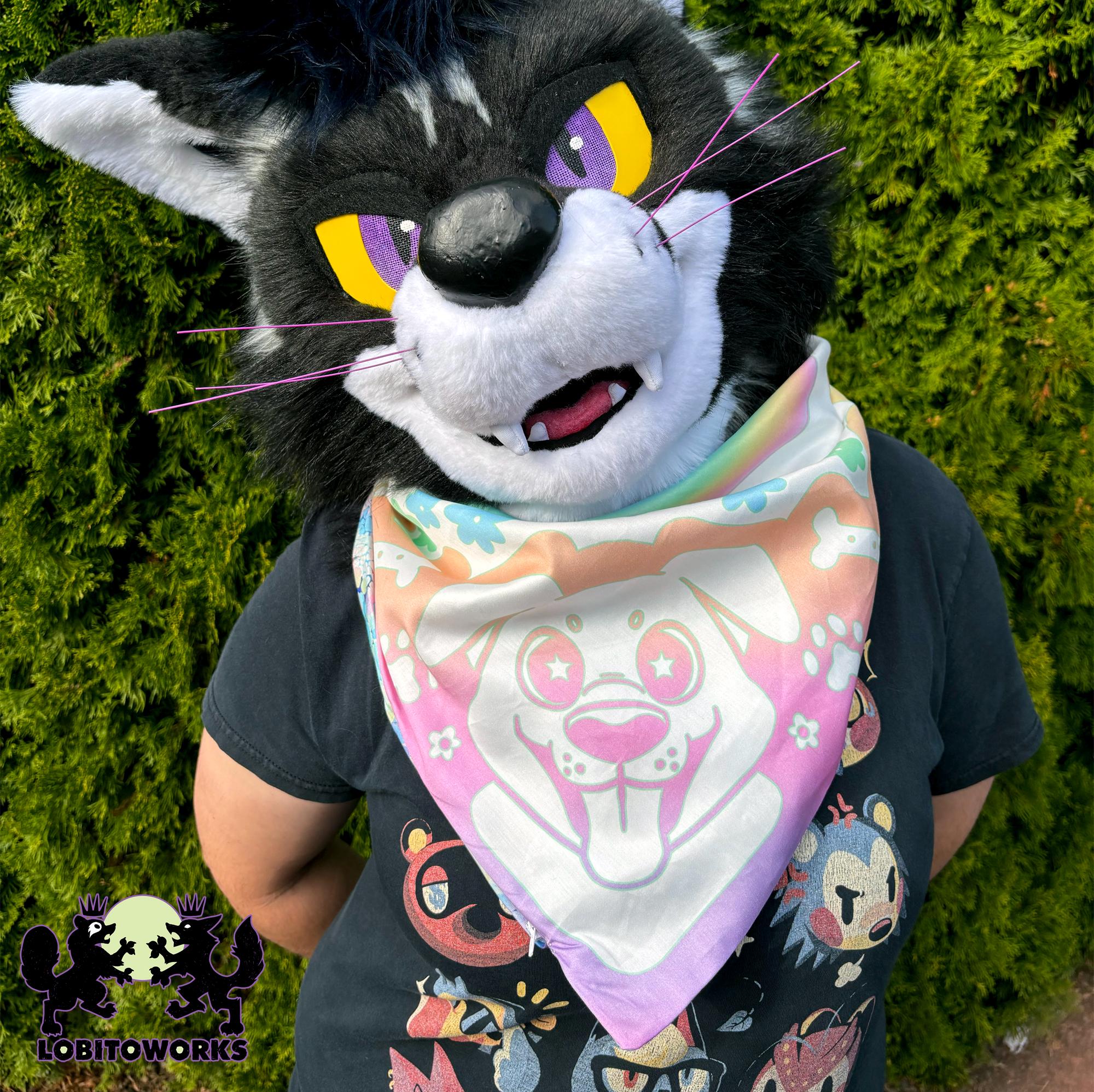 Jumbo FURSUIT SIZE Bandana With Zippered Pocket - Reversible
