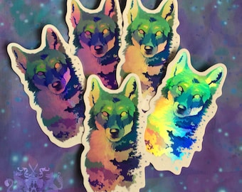 Coloryote - Rainbow Holofoil Metallic Coyote Vinyl Sticker