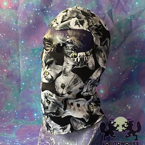 Handgefertigte Spandex Kätzchen Katzen Print Balaclava