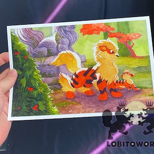 Arcanine&#39;s Legacy - 4 x 6&quot; Art Print Growlithe and Arcanine family