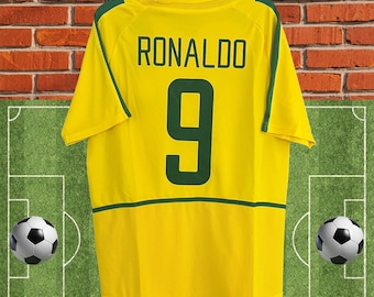 Retro Brazil 2002 Home Jersey, Ronaldo 9 Soccer Jersey, World Cup Champions Shirt, Gift