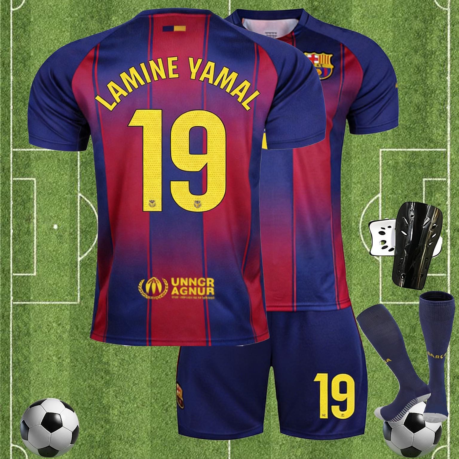 25/26 Barcelona Lamine Yama #19 Jersey & Shorts Set - Vintage